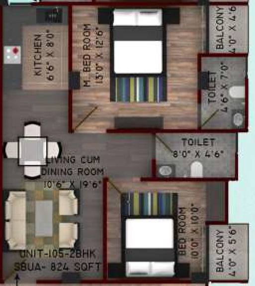 2 BHK Flat in GB Heights in Bakarapara, Guwahati - Image 927316