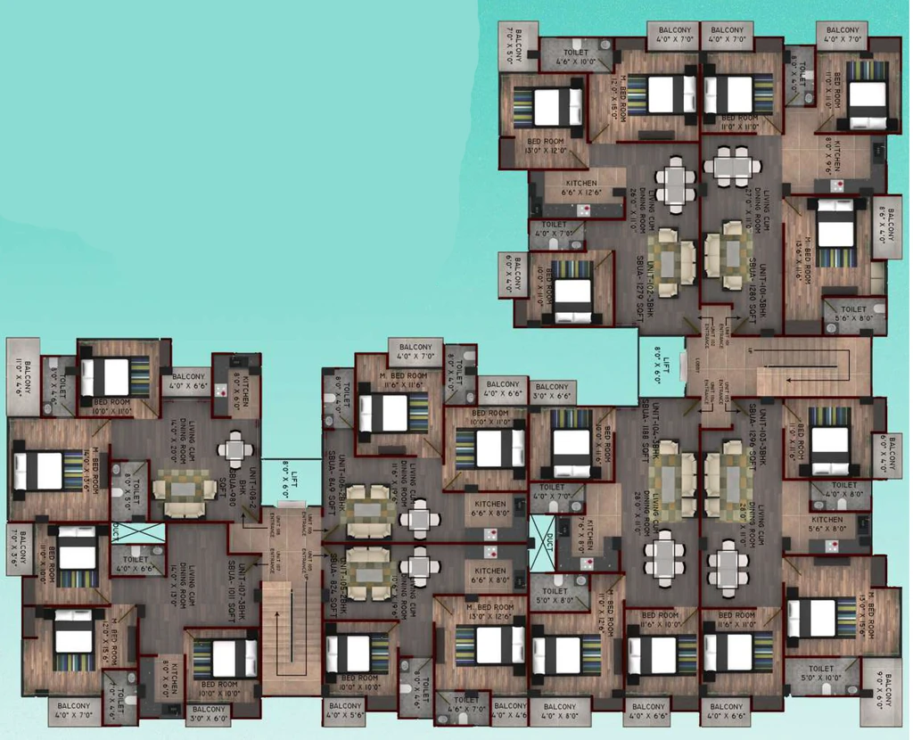 Floor Plan of GB Heights in Bakarapara, Guwahati - Image 425626