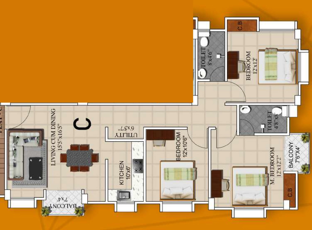 3 BHK Flat in Geedes Mosaic in Lalmati, Guwahati - Image 927334