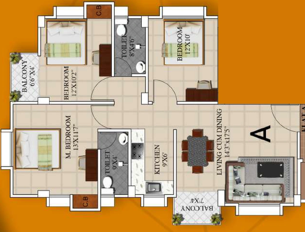 3 BHK Flat in Geedes Mosaic in Lalmati, Guwahati - Image 927333