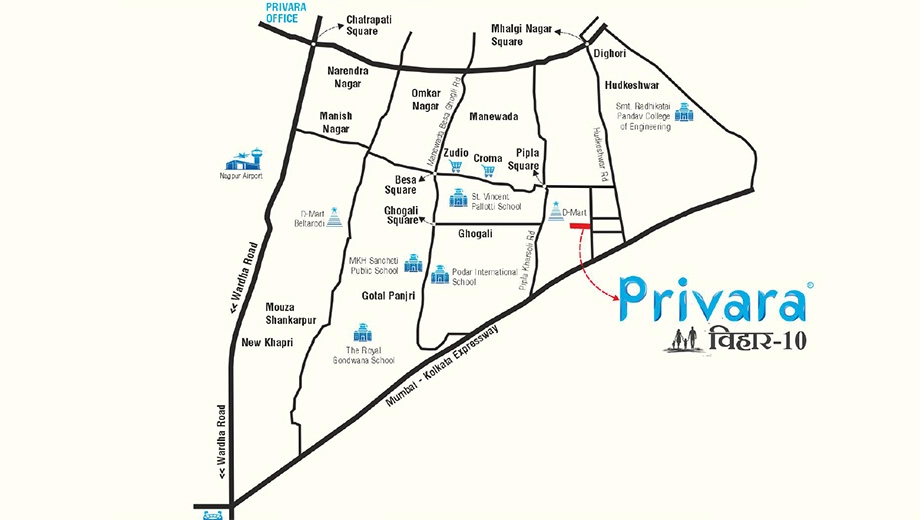 Location of Privara Vihar 10 in Pipla, Nagpur - Image 425685