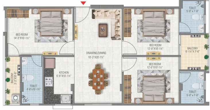 3 BHK Flat in Parwani Mohan Heights in Vaishali Nagar, Jaipur - Image 927358