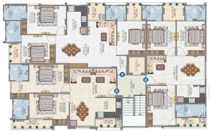 Floor Plan of Parwani Mohan Heights in Vaishali Nagar, Jaipur - Image 425716