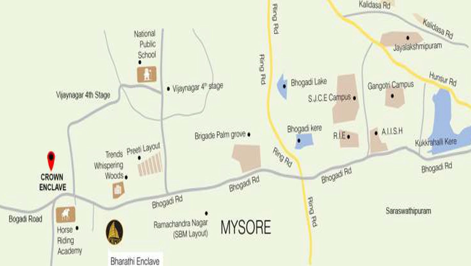 Location of Motherland Crown Enclave in Bogadi, Mysore - Image 425782
