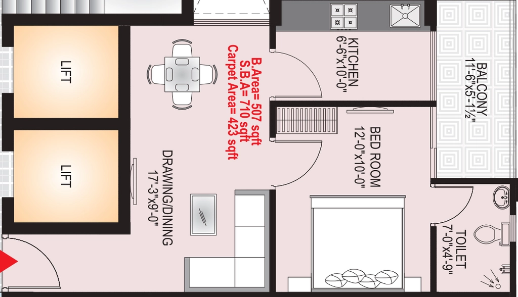 1 BHK Flat in Ruheen Regal in Jagatpura, Jaipur - Image 927403