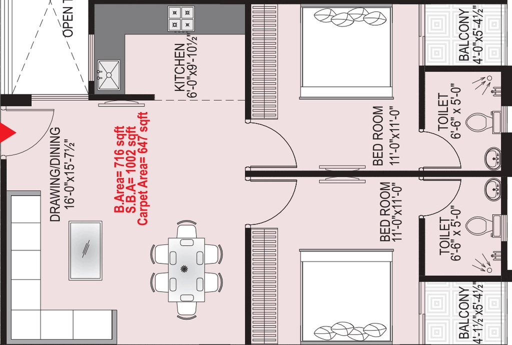 2 BHK Flat in Ruheen Regal in Jagatpura, Jaipur - Image 927405
