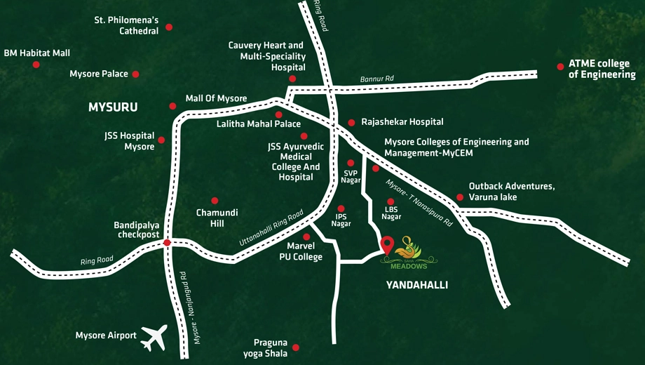 Location of Saha Meadows in Yandahalli, Mysore - Image 426001