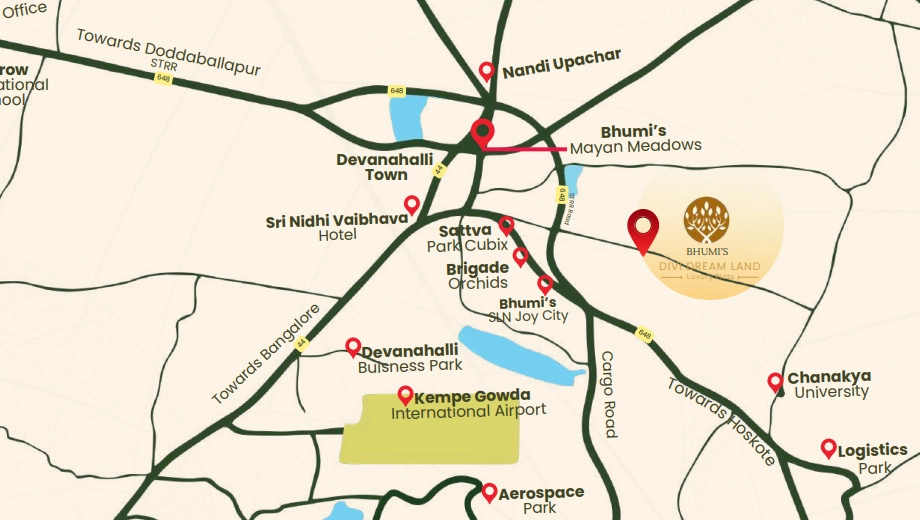 Location of Bhumis Divi Dream Land in Devanahalli, Bangalore - Image 425843