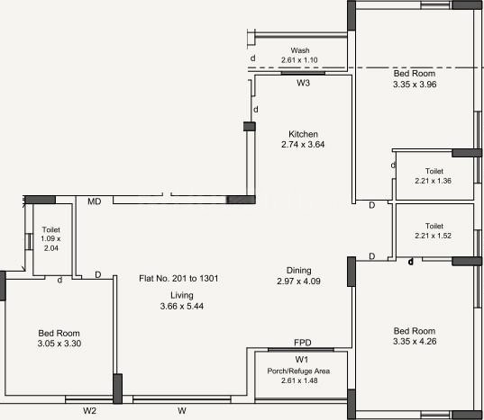 3 BHK Flat in Haridwar Heritage in Mavdi, Rajkot - Image 927458
