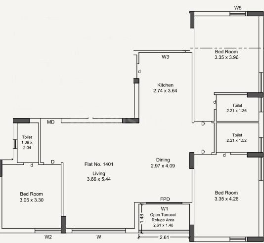 3 BHK Flat in Haridwar Heritage in Mavdi, Rajkot - Image 927459