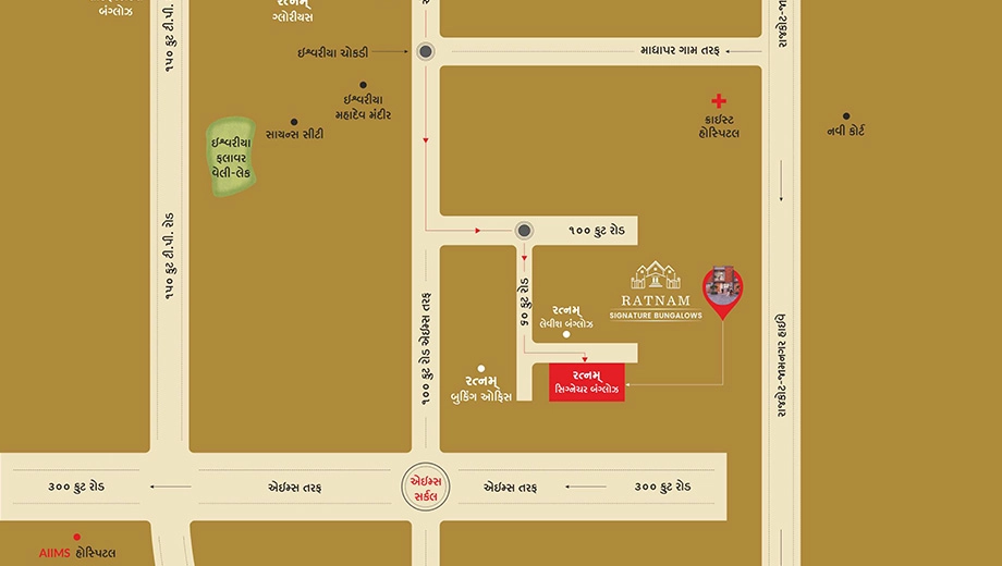 Location of Varun Ratnam Signature Bungalows in Ghanteshwer, Rajkot - Image 426068