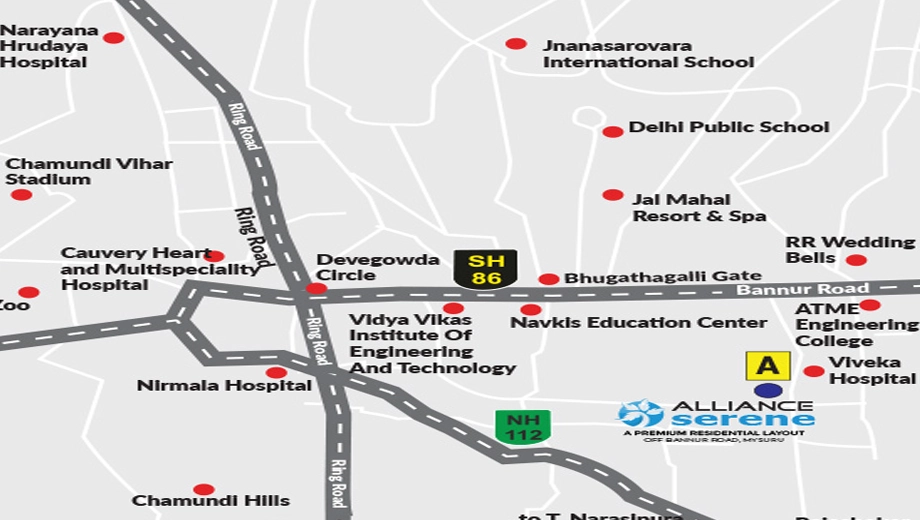Location of Alliance Serene in Bannur Road, Mysore - Image 426088