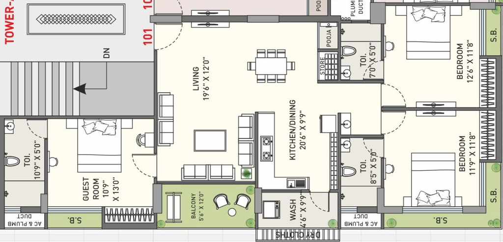 3 BHK Flat in Shubh RB Elements in Ghanteshwer, Rajkot - Image 927497