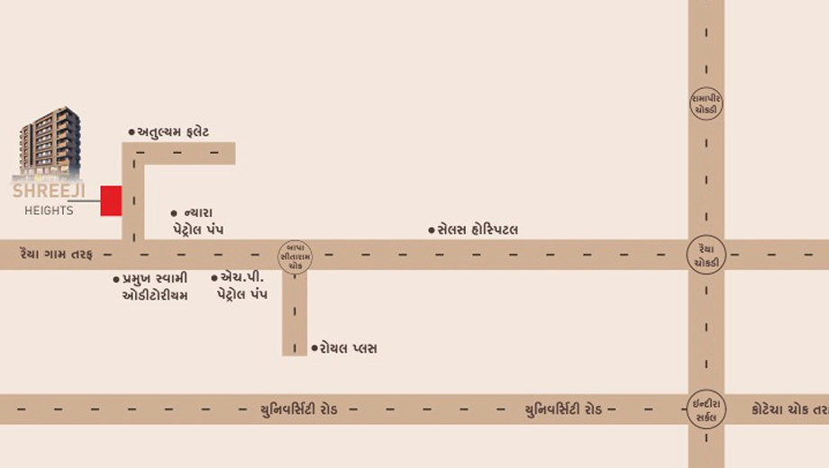 Location of Shreeji Heights Raiya in Raiya, Rajkot - Image 426160
