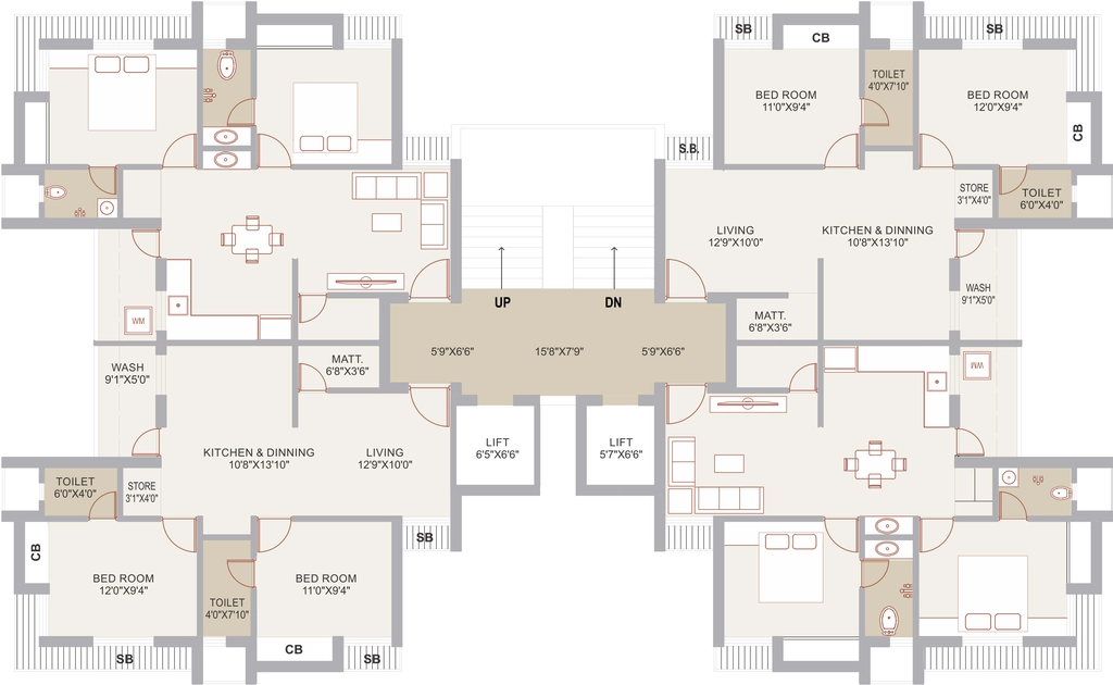 Floor Plan of Om Suncity Plus in Raiya, Rajkot - Image 426245
