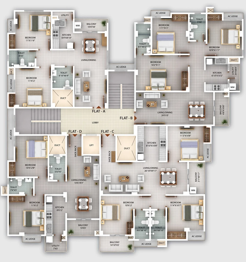 Floor Plan of Regal Heights in Lalmati, Guwahati - Image 426314