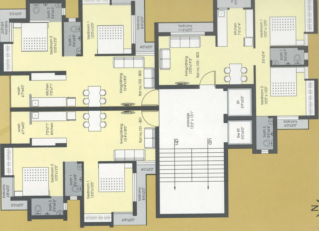 Floor Plan of Trimurti Apartment in Ghanteshwer, Rajkot - Image 426322