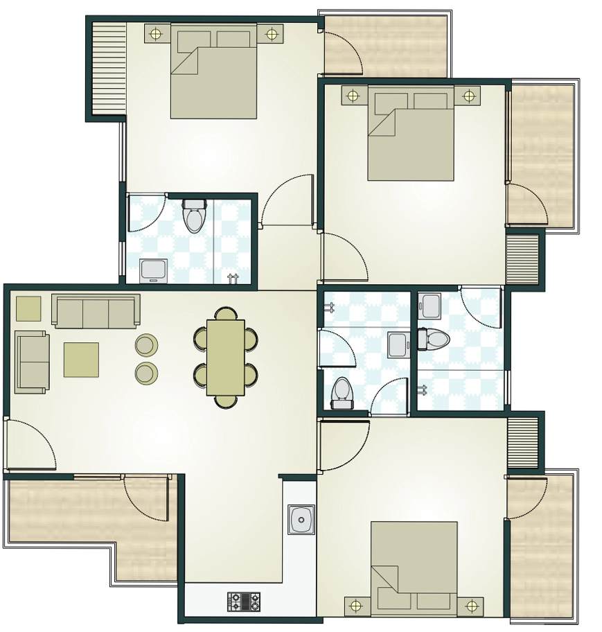 3 BHK Flat in Arihant Dynasty in Mansarovar, Jaipur - Image 927575