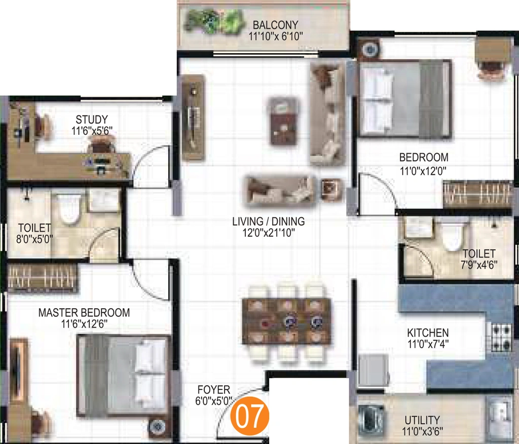 2.5 BHK Flat in Jagadhabi Premier 1 in Whitefield, Bangalore - Image 927603
