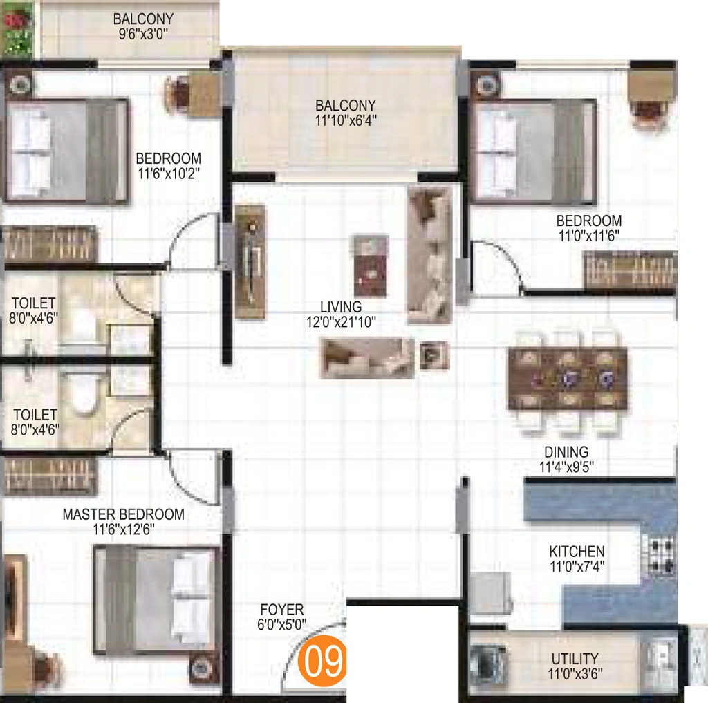 3 BHK Flat in Jagadhabi Premier 1 in Whitefield, Bangalore - Image 927605
