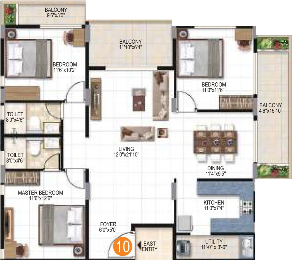 3 BHK Flat in Jagadhabi Premier 1 in Whitefield, Bangalore - Image 927606