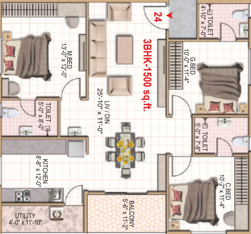 3 BHK Flat in Shashank Akshaya in Kogilu, Bangalore - Image 927634