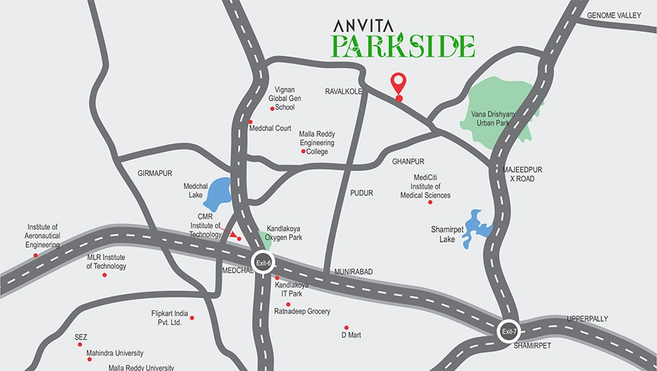 Location of Anvita Parkside in Ravalkole, Hyderabad - Image 426520