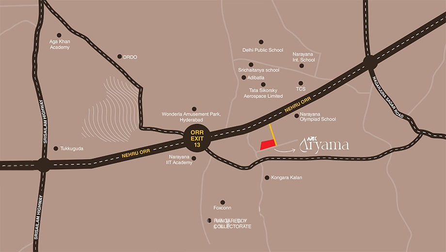 Location of ARK Aryama in Tukkuguda, Hyderabad - Image 426597