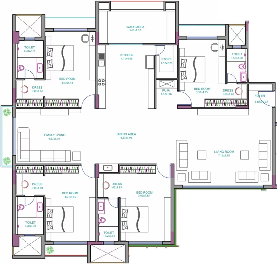 4 BHK Flat in Urban The Florenza in Mota Mava, Rajkot - Image 927680