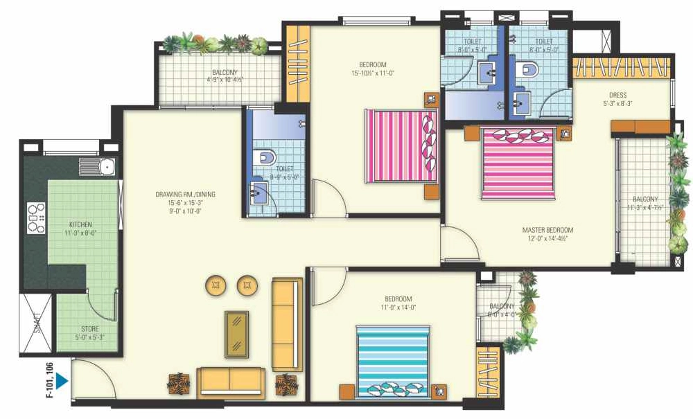 3 BHK Flat in Manglams Aroma in Mansarovar, Jaipur - Image 927737