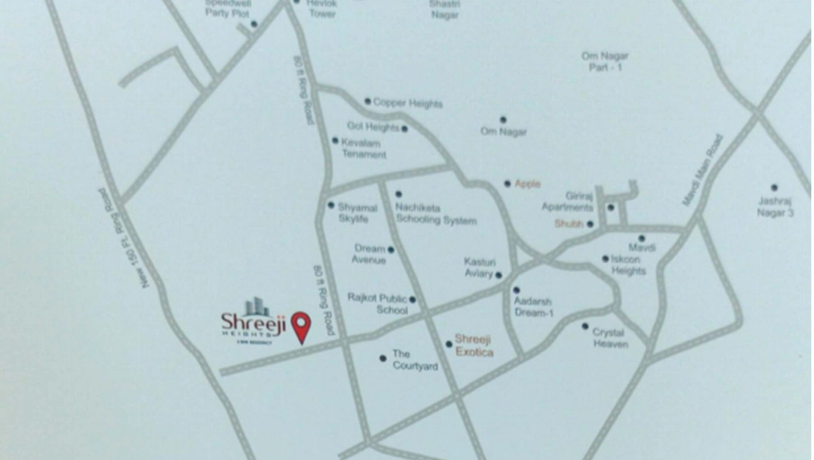 Location of Shreeji Heights in Mavdi, Rajkot - Image 426777