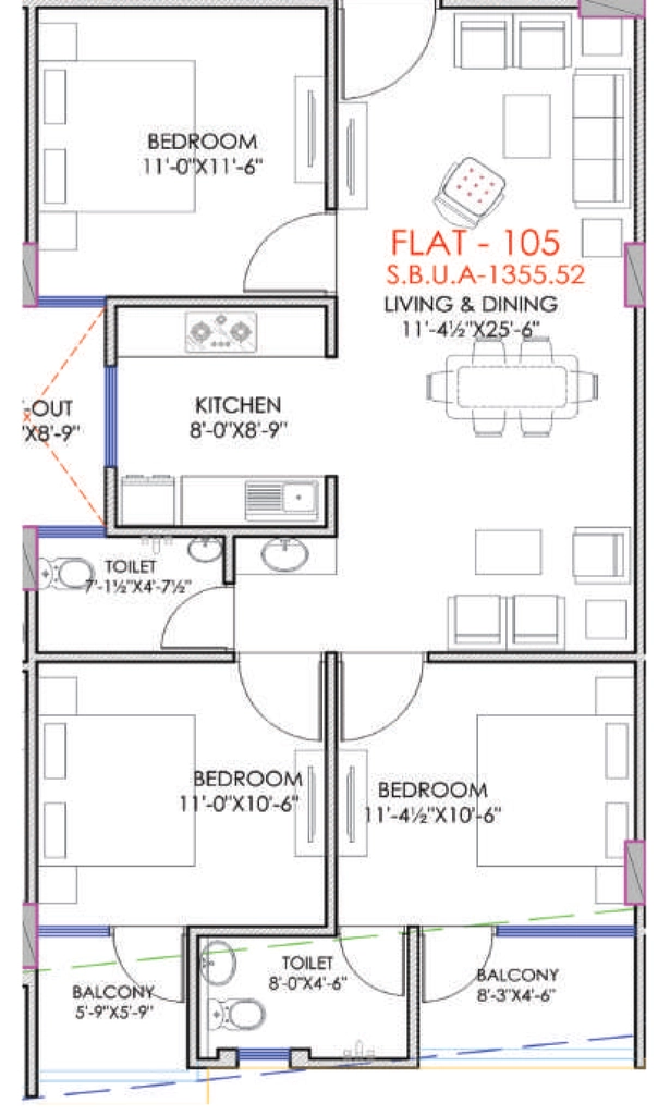 3 BHK Flat in Shri Vinayak Homes in Mansarovar, Jaipur - Image 927789