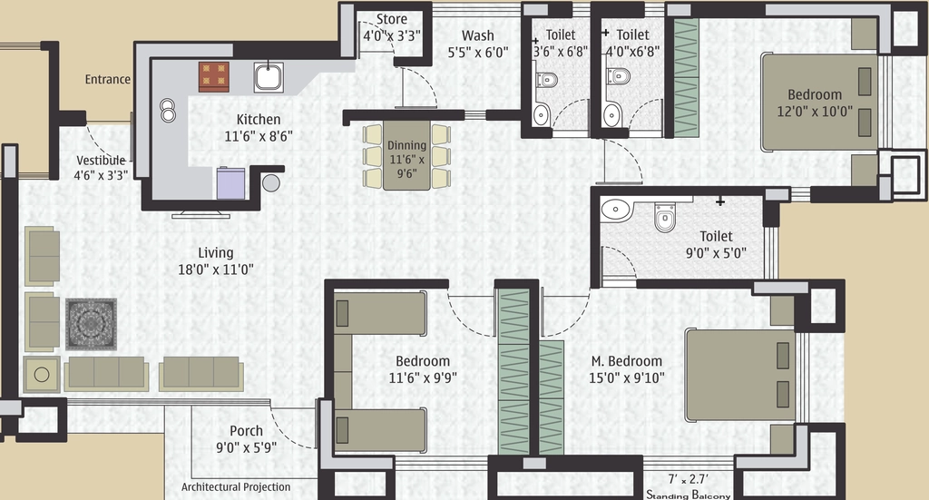 3 BHK Flat in Crystal Avenue in Ghanteshwer, Rajkot - Image 927796