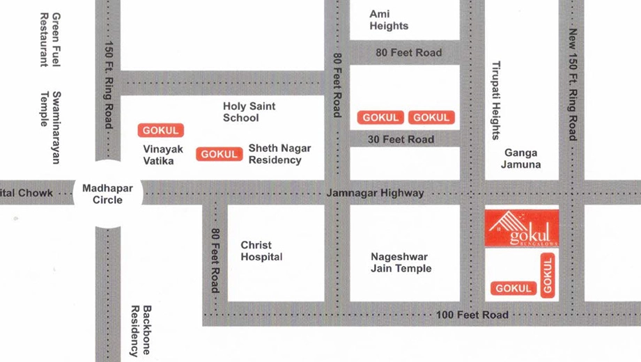 Location of Gokul Bunglows in Ghanteshwer, Rajkot - Image 426931