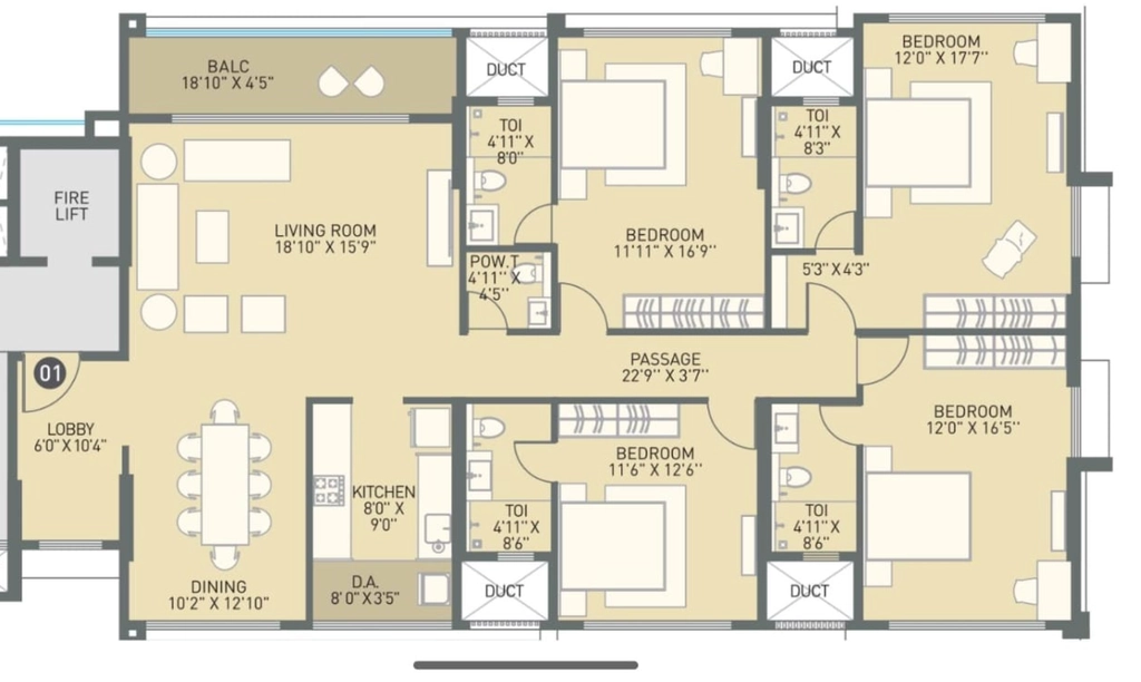 4 BHK Flat in The Luxe Towers Phase 2 in Senapati Bapat Road, Pune - Image 927929