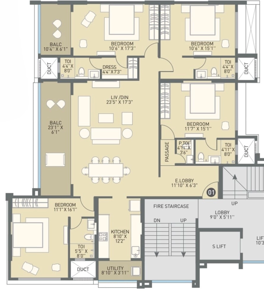4 BHK Flat in The Luxe Towers Phase 2 in Senapati Bapat Road, Pune - Image 927930