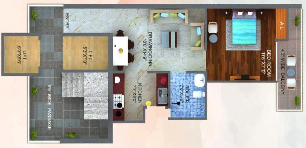 1 BHK Flat in Aviral Greens in Rajpur Road, Dehradun - Image 927849