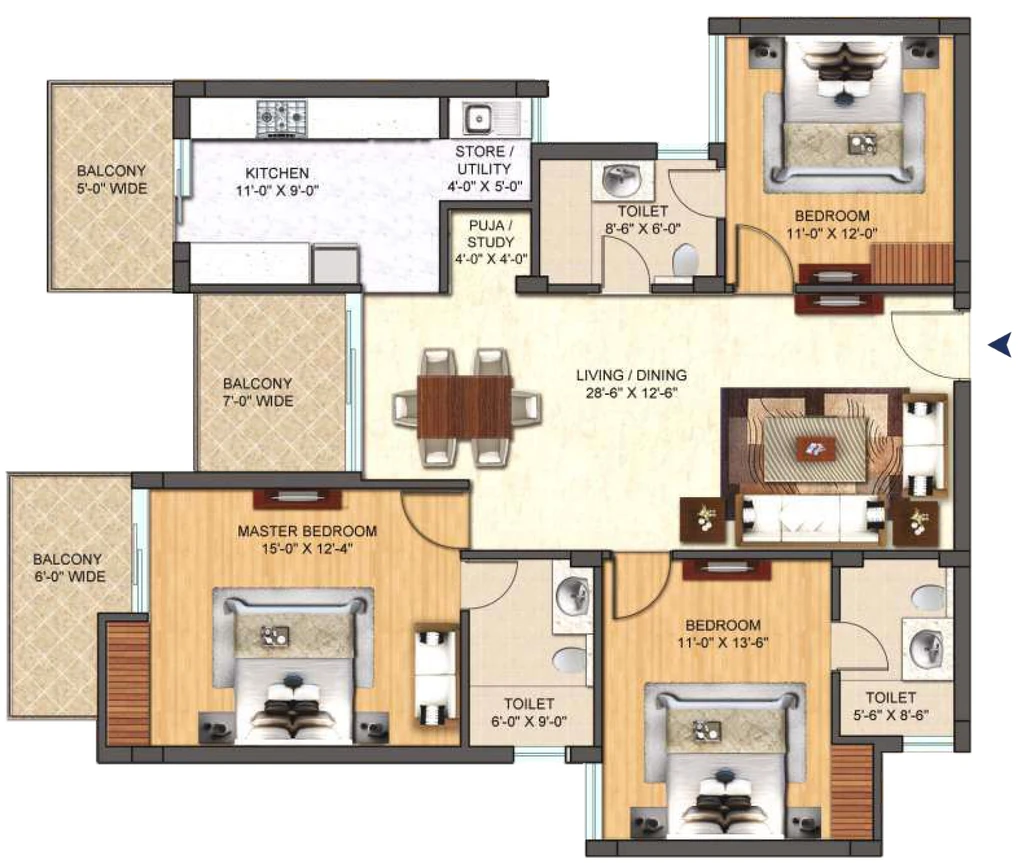 3 BHK Flat in Best Oriana in Mussoorie Road, Dehradun - Image 927859