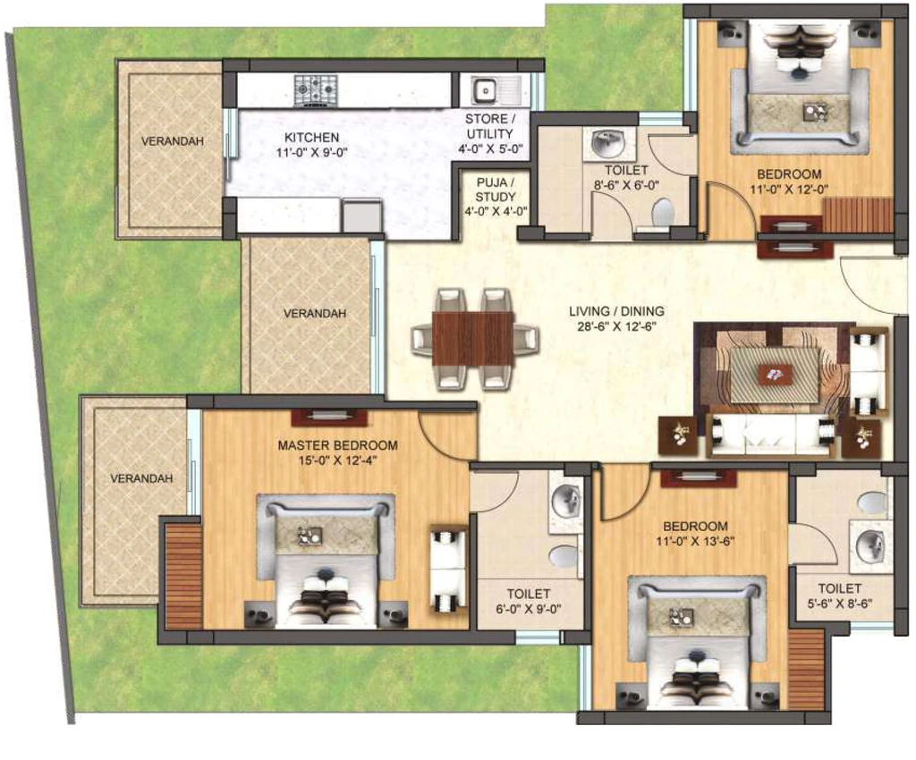3 BHK Flat in Best Oriana in Mussoorie Road, Dehradun - Image 927860