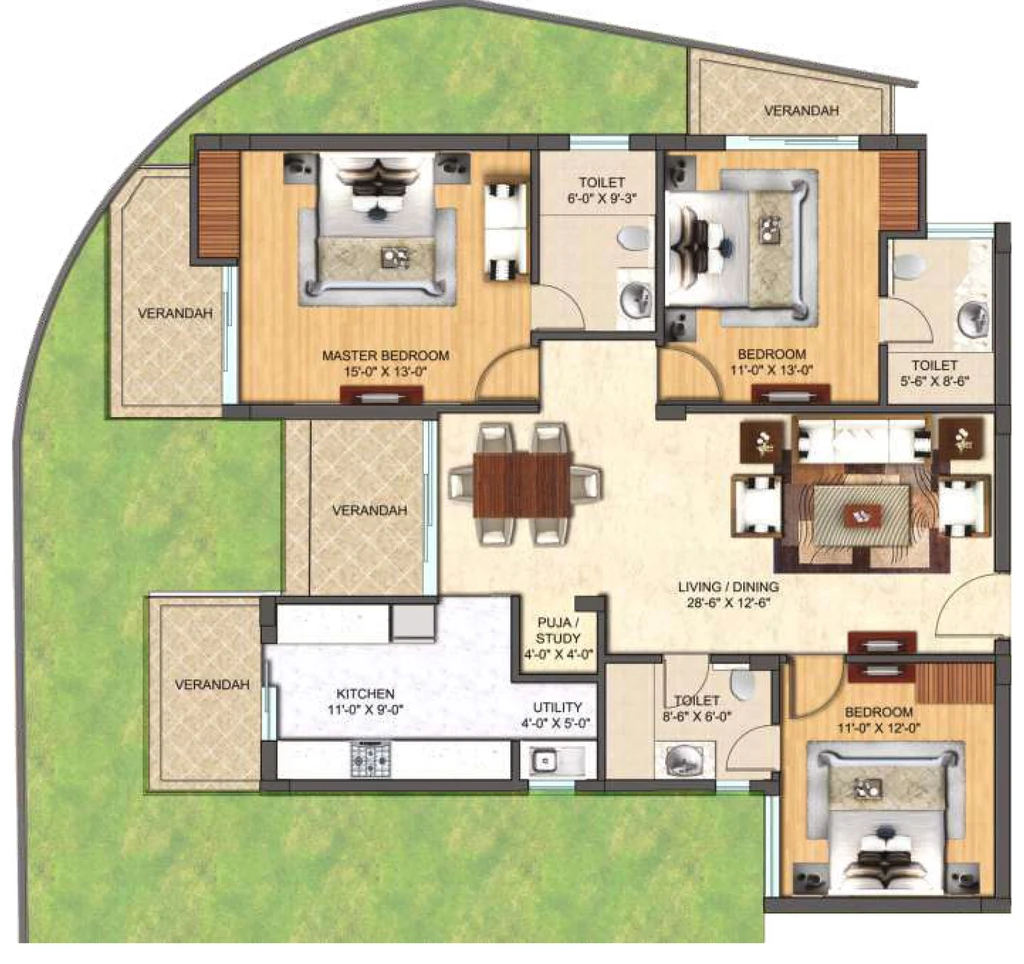 3 BHK Flat in Best Oriana in Mussoorie Road, Dehradun - Image 927861