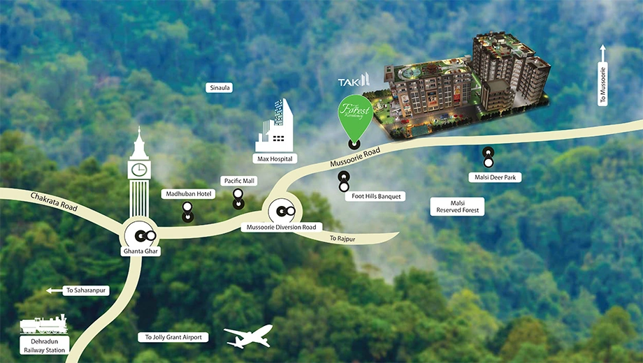 Location of Tak The Forest Residency in Malsi, Dehradun - Image 427070