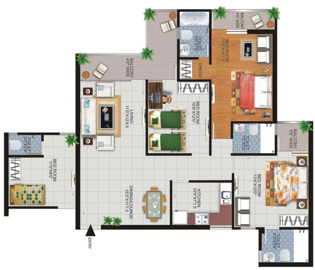 4 BHK Flat in UK The Solitaire Avenue in GMS Road, Dehradun - Image 927884