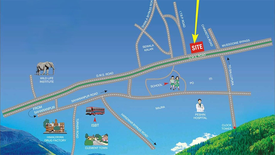 Location of UK The Solitaire Avenue in GMS Road, Dehradun - Image 427078