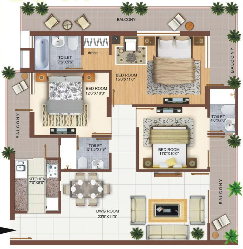 3 BHK Flat in MRH The Solitaire Heights in Majra, Dehradun - Image 927887