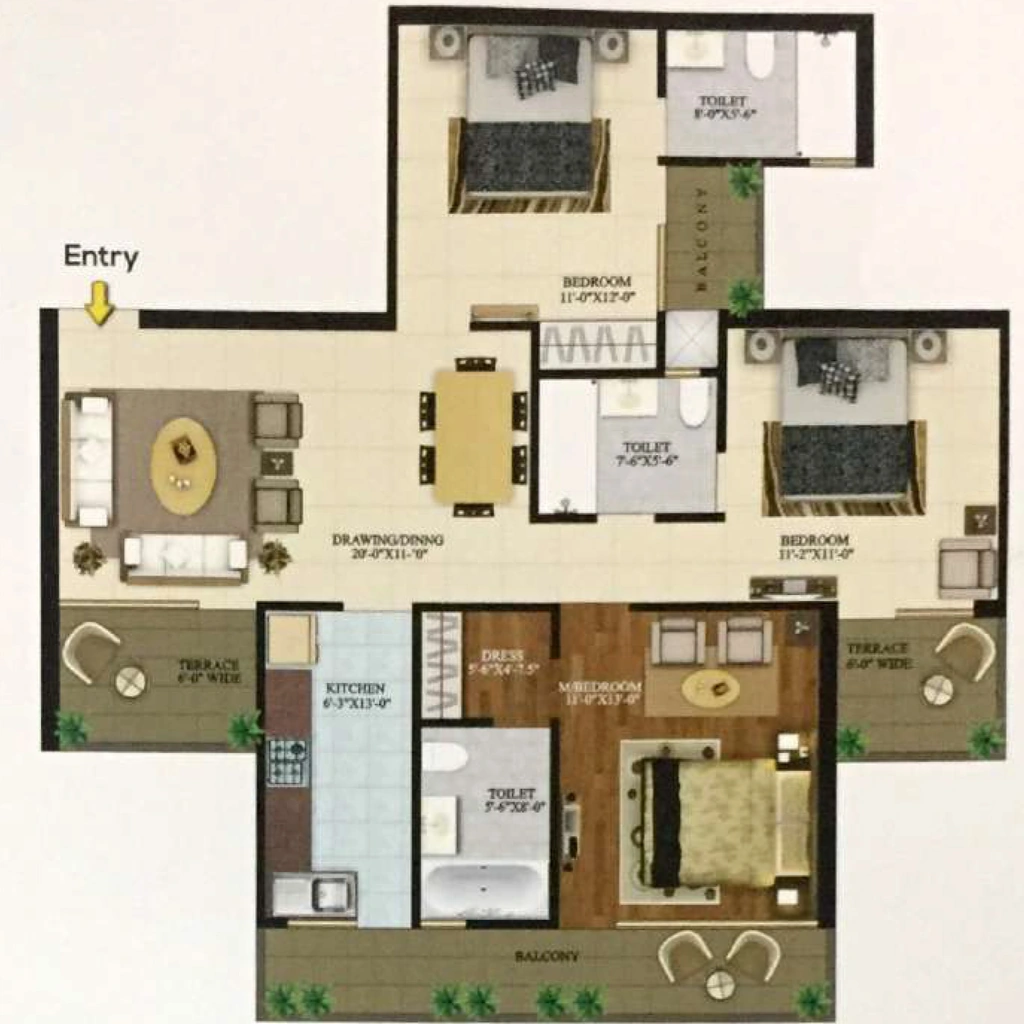 3 BHK Flat in The Solitaire Sunrise in Majra, Dehradun - Image 927889