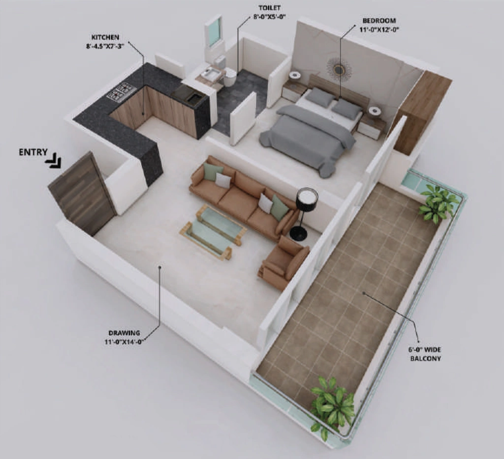 1 BHK Flat in Anirudh Vanshika Greens in Rajpur Road, Dehradun - Image 927892