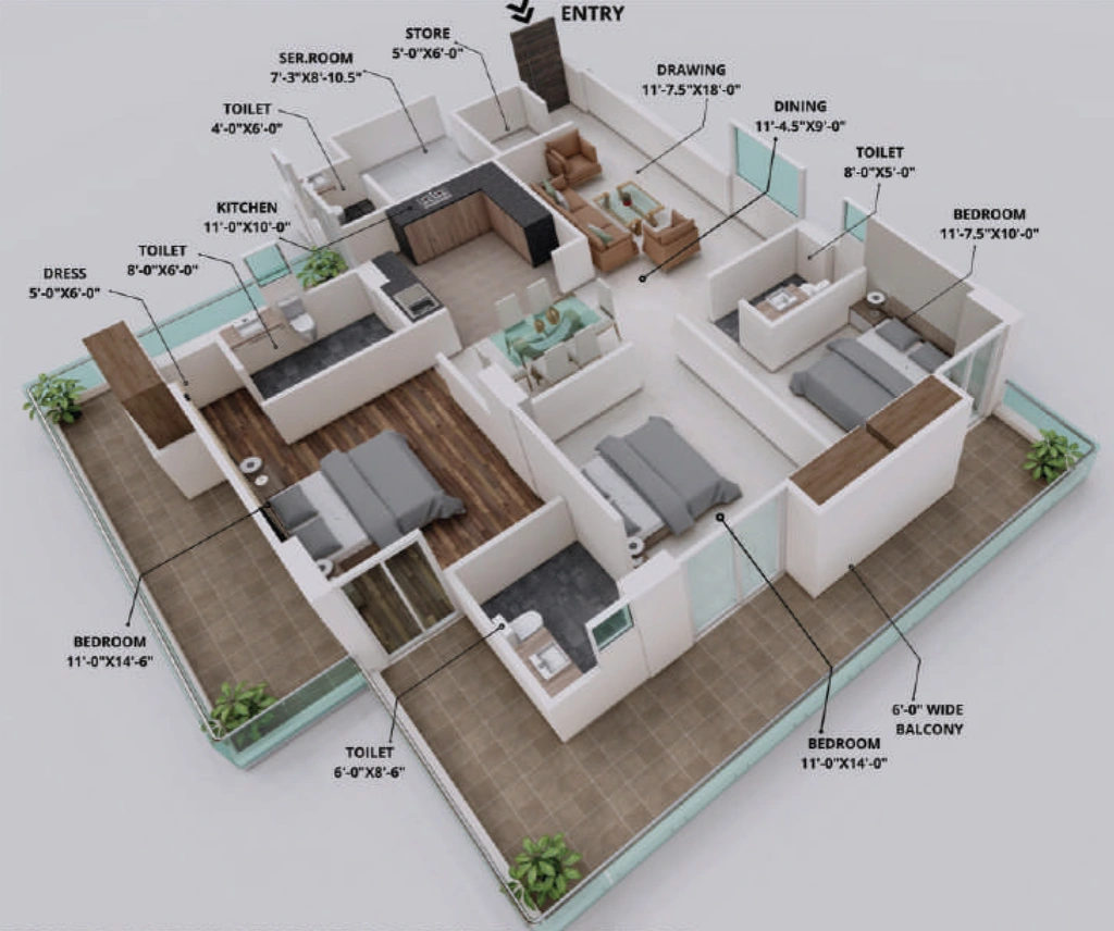 3 BHK Flat in Anirudh Vanshika Greens in Rajpur Road, Dehradun - Image 927897
