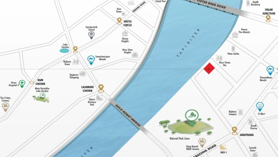 Location of Mantra River Wind in Sarthana Jakat Naka, Surat - Image 427114