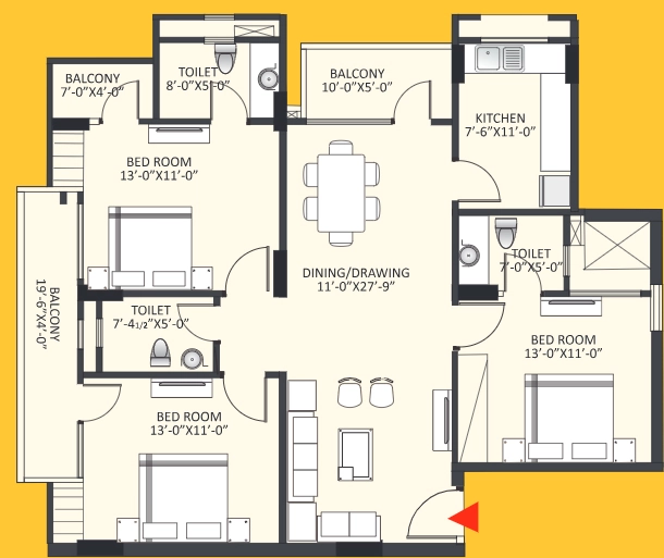 3 BHK Flat in Shree Shakambhari Kohinoor Residency in Mansarovar, Jaipur - Image 927808
