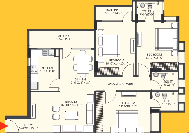 3 BHK Flat in Shree Shakambhari Kohinoor Residency in Mansarovar, Jaipur - Image 927809